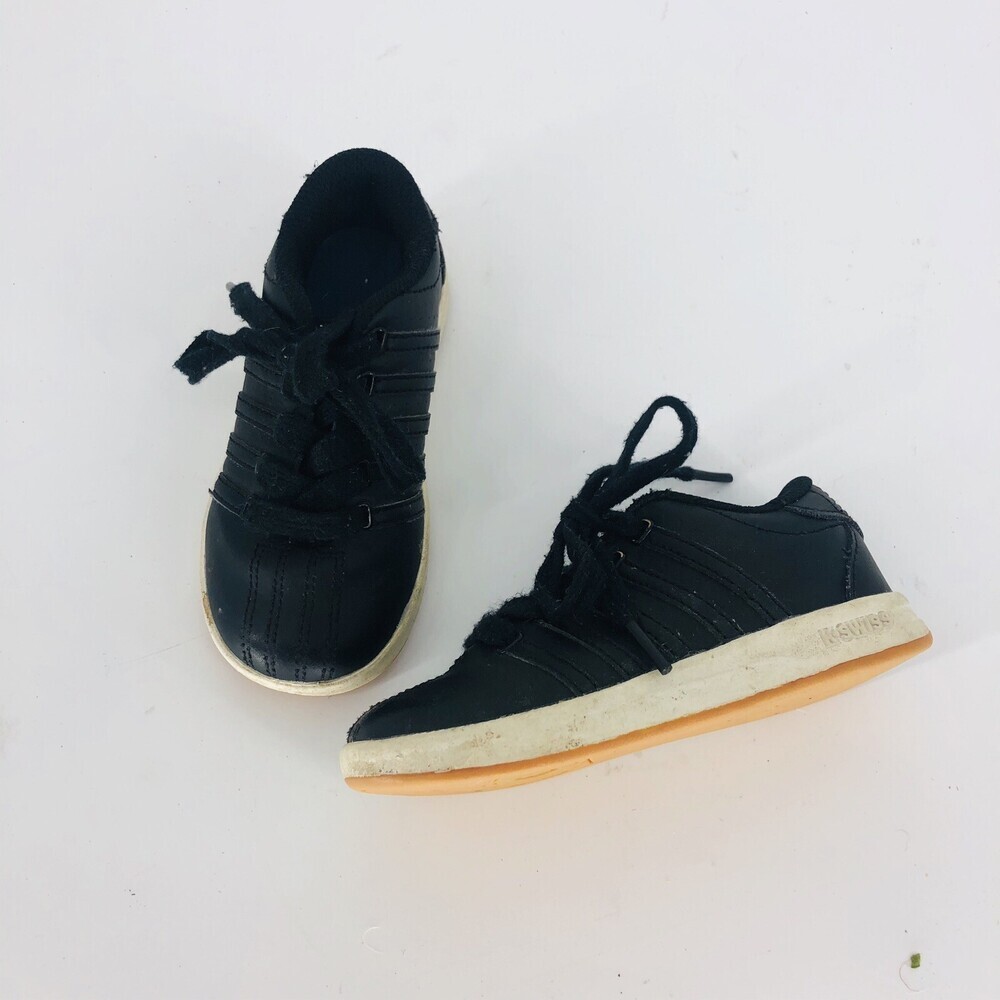 K-Swiss Toddler Black White Lace up Athletic Tennis Shoe 7.5 Unisex Sneaker